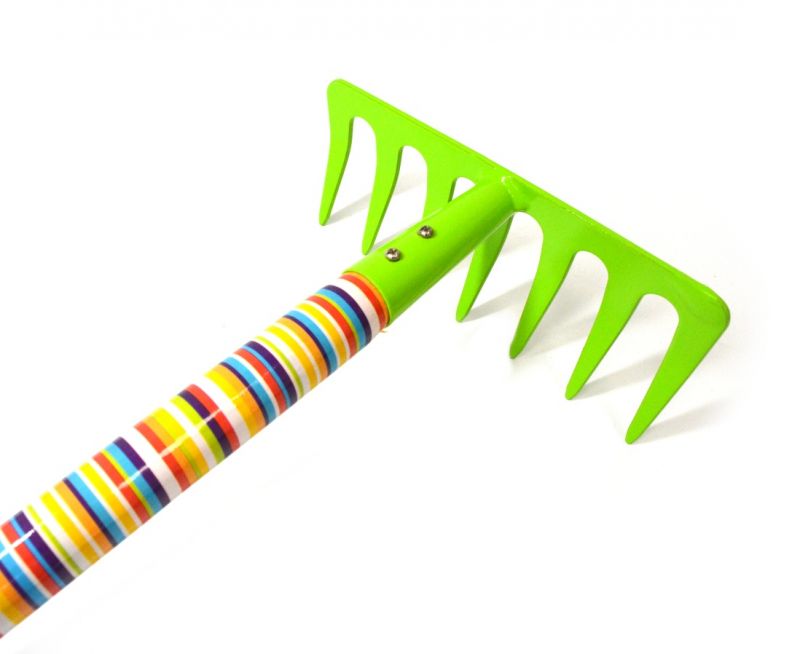 Kinekus Hrable detské kovové 7-zubové, farebné pruhy, dĺžka 63cm
