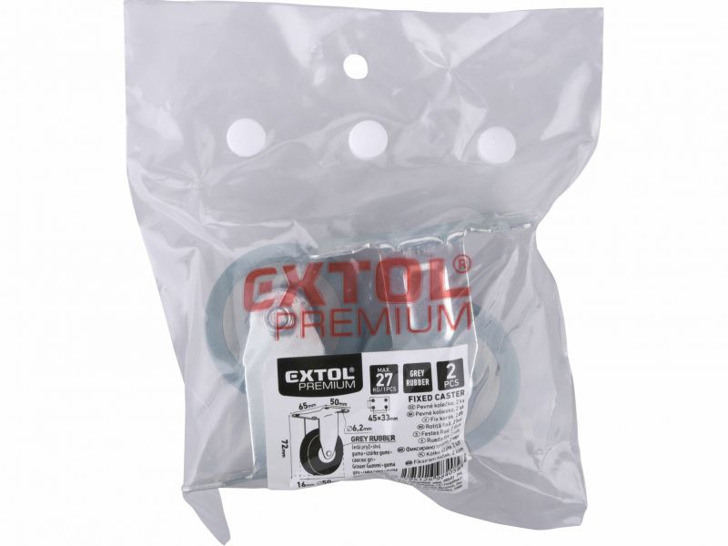 EXTOL PREMIUM Kolieska nábytkové pevné 50mm, 2ks, gumenné, šedé