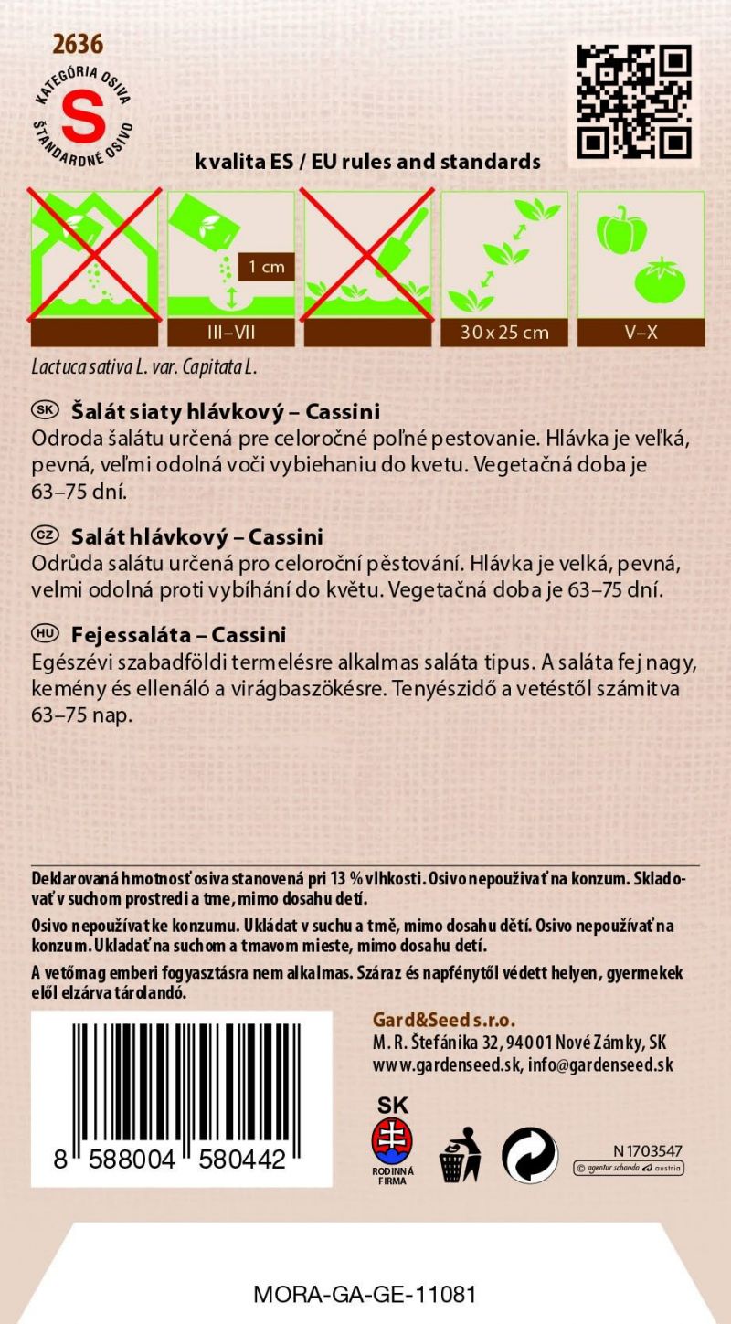 Kinekus Šalát siaty hlávkový CASSINI