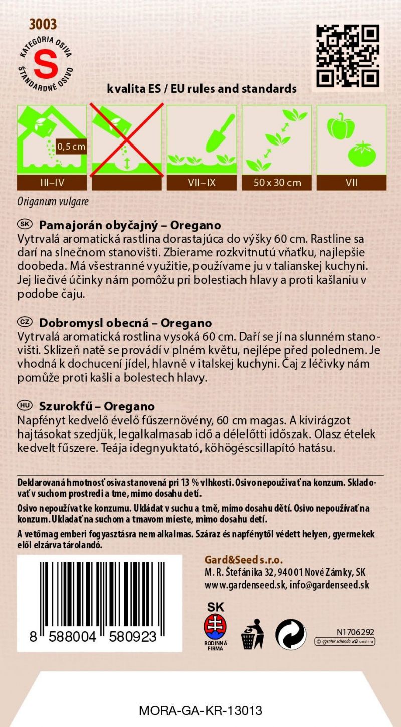 Kinekus Pamajorán obyčajný OREGANO