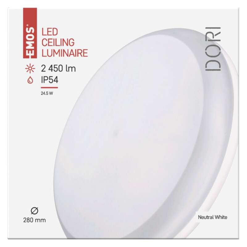EMOS LED prisadené svietidlo Dori, kruhové, 24,5W, neutrálna biela, priemer 28cm, IP54