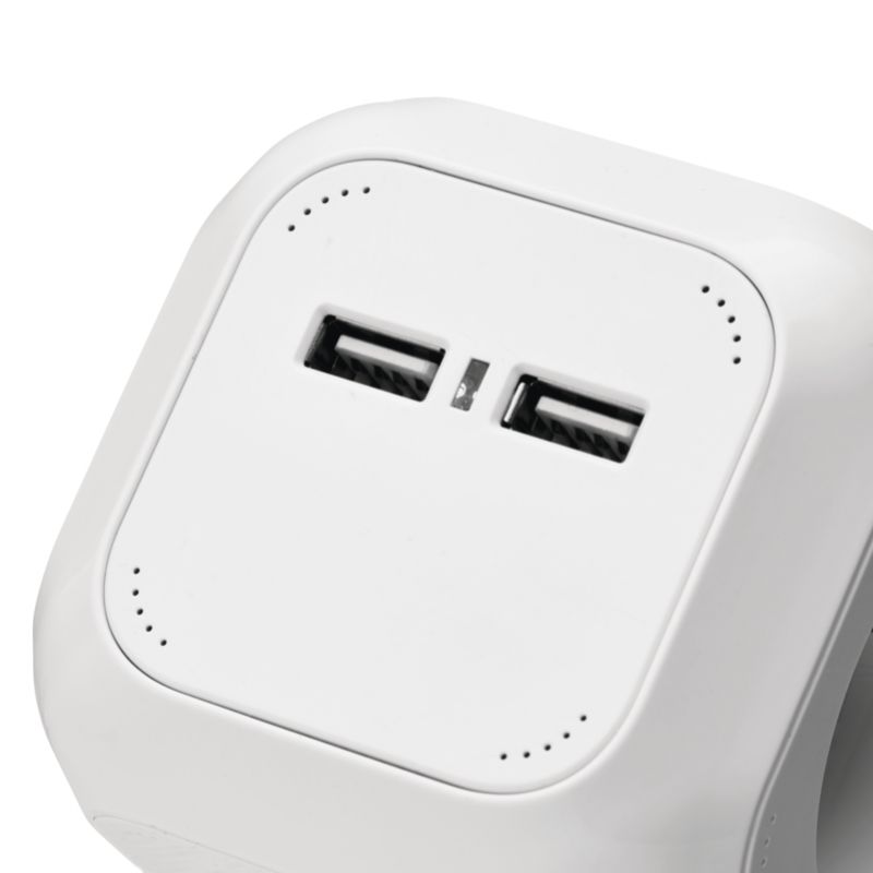 EMOS Rozbočovacia kocka s predlžovacím prívodom – 4 zásuvky + 2× USB, 1,9m