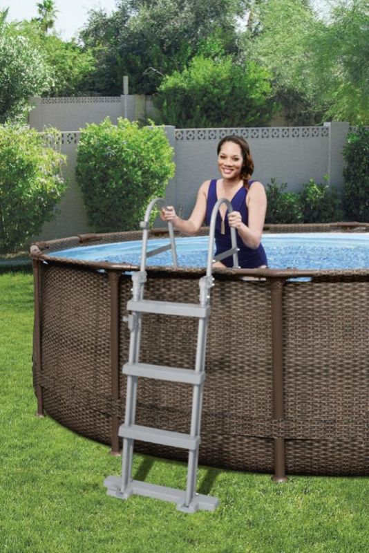 Bazén kruhový Bestway DELUXE 366 x 100 cm s rebríkom a filtráciou, vzor RATAN, nadzemný foto4