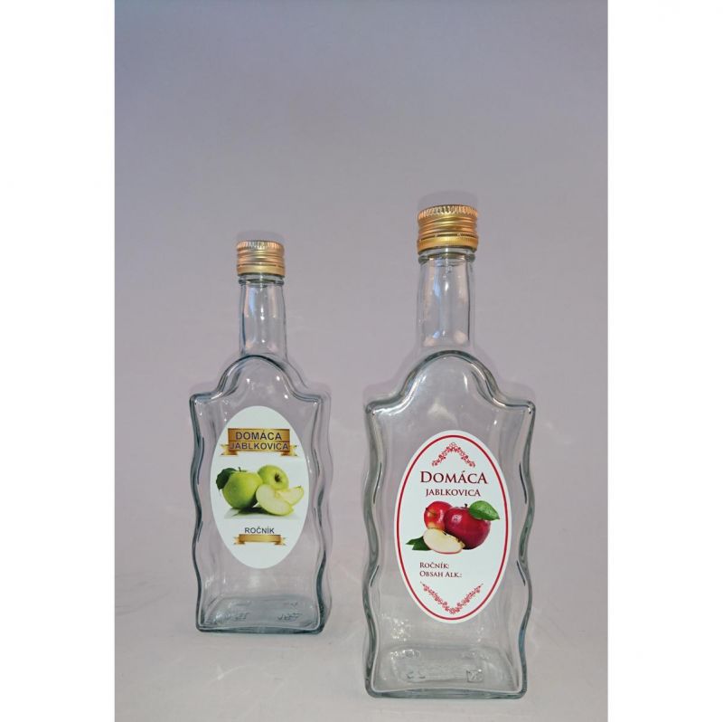 Kinekus Sklenená fľaša, 500 ml, hranatá, JABLKOVICA, s uzáverom na závit, kláštorná