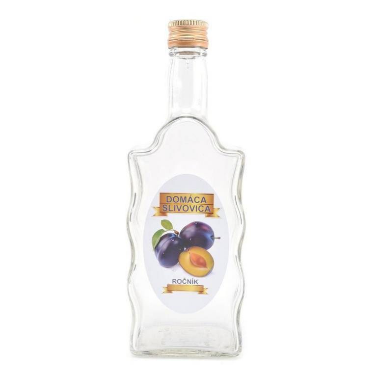Kinekus Sklenená fľaša, 500 ml, hranatá, SLIVOVICA, s uzáverom na závit, kláštorná