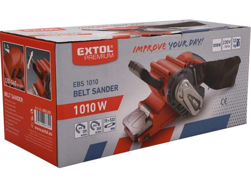 EXTOL PREMIUM Pásová brúska, príkon 1010 W, rýchlosť pásu 120-380 m/min.,  brúsny pás 533 x 76 mm