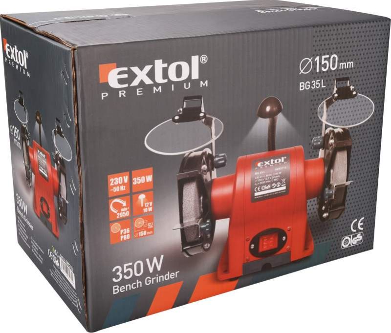 EXTOL PREMIUM Dvojkotúčová brúska, príkon 350 W, priemer kotúča/diery 150/12,7 mm, šírka 20 mm foto2