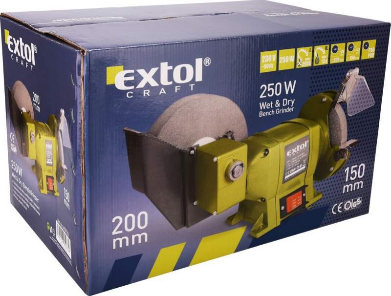 EXTOL CRAFT Brúska dvojkotúčová na mokré brúsenie, príkon 250W, kotúč 200mm a 150mm foto2