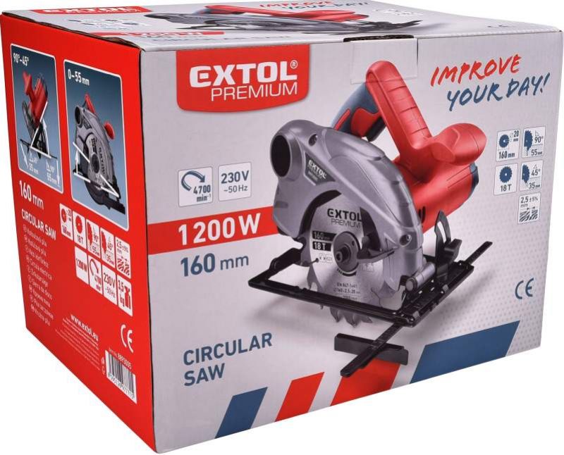 EXTOL PREMIUM Kotúčová píla, 1200 W, 160 mm, max. prierez 55 mm foto2