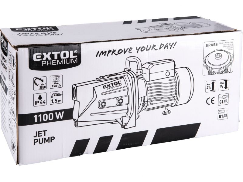 EXTOL PREMIUM Prúdové čerpadlo, príkon 1100 W, max. prepravný objem 9500 l/hod., max. výtlak 44 m foto4