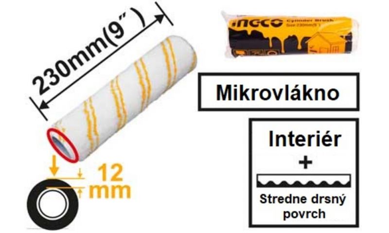 Kinekus Valček maliarsky náhradný 230x12mm mikrovlákno INGCO, na drsný povrch