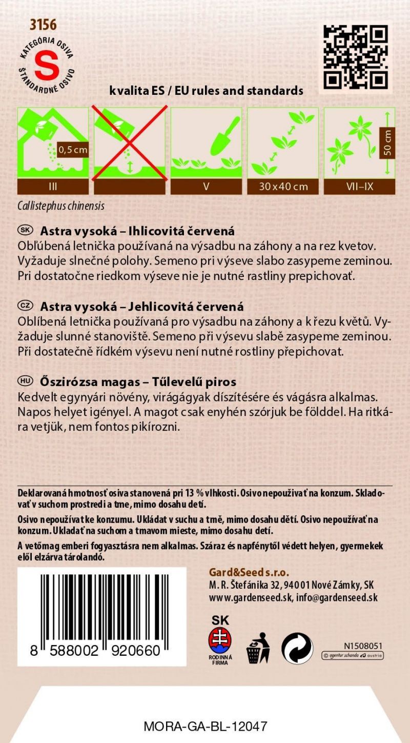 Kinekus Astra ihlicovitá - Vysoká červená