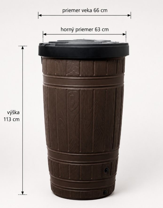 Kinekus Barel na dažďovú vodu, s vekom, 265 l, bez podstavca, bez ventilu, hnedý