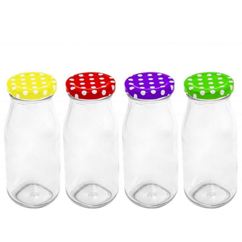 Fľaša na sirup / šťavu TO48, 230ml, číre sklo, balenie 12ks, viečko bodky