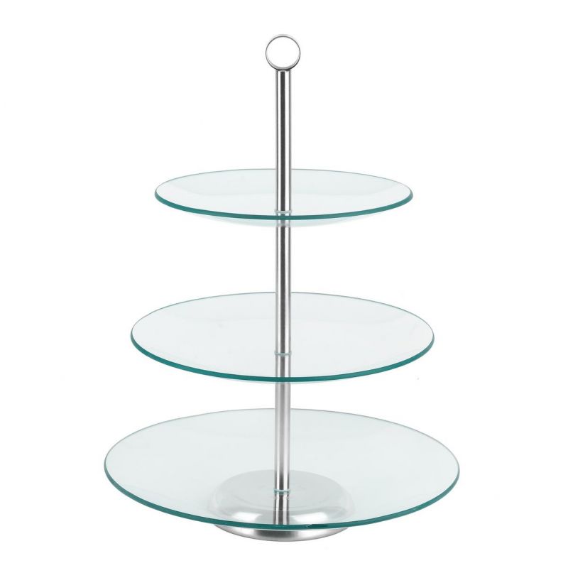 Kinekus Podnos na koláče, sklenený, 3 poschodový, okrúhly, etažérka, 20cm, 25cm, 29cm