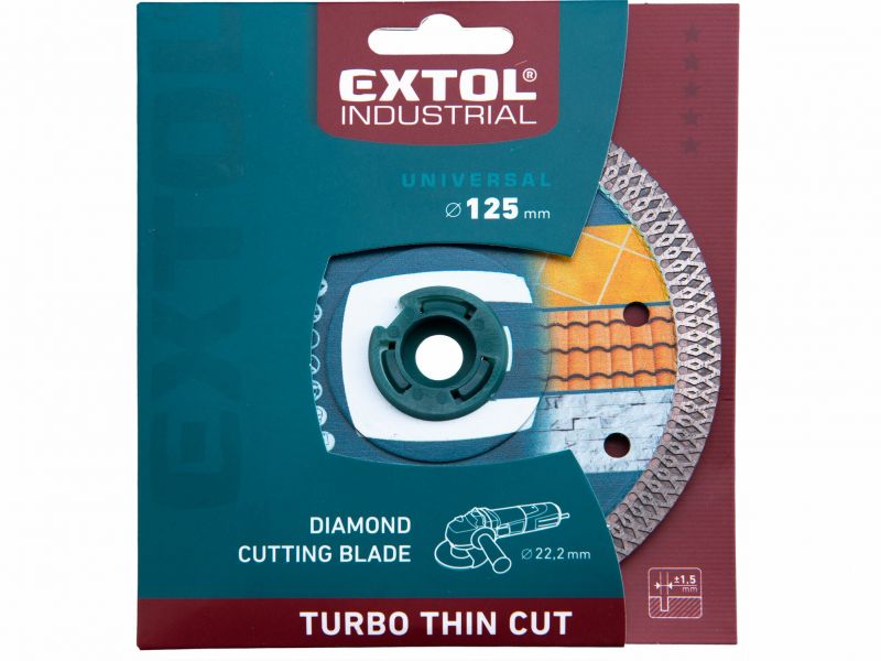 EXTOL INDUSTRIAL Kotúč diamantový rezný Turbo Thin Cut, 125mm, suché a mokré rezanie