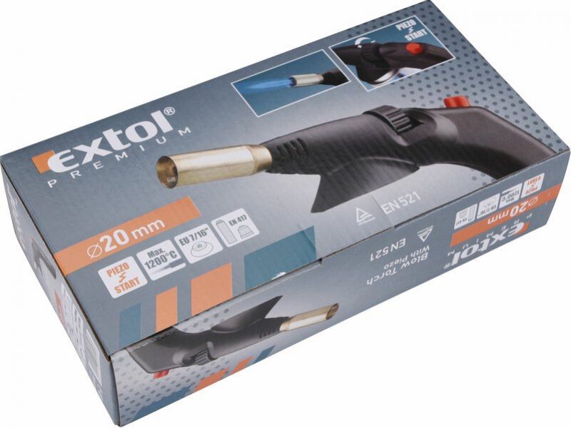 EXTOL PREMIUM Horák na plynovú kartušu s piezo zapaľovaním, závit 7/16" výkon 1,7 kWh