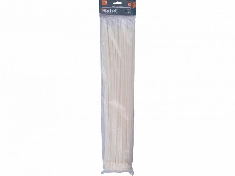 EXTOL PREMIUM Pásky sťahovacie biele 4,8x500mm, 22kg, bal. 100ks