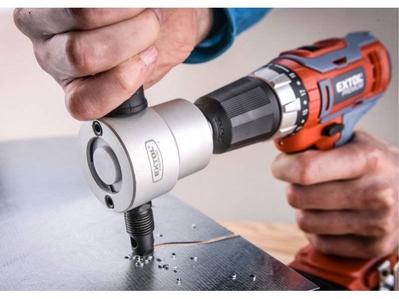 EXTOL PREMIUM Nadstavec na strihanie plechu do vŕtačky, max. 2mm