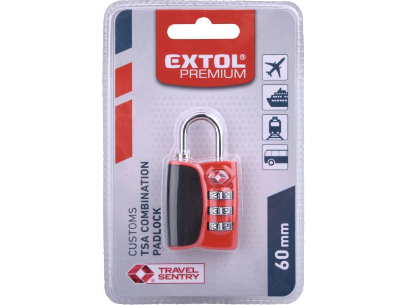 EXTOL PREMIUM  Zámok číselný na batožinu s TSA zámkom, 60mm