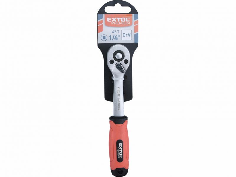 EXTOL PREMIUM Račňa 1/4" 45 - zubová, Cr-V