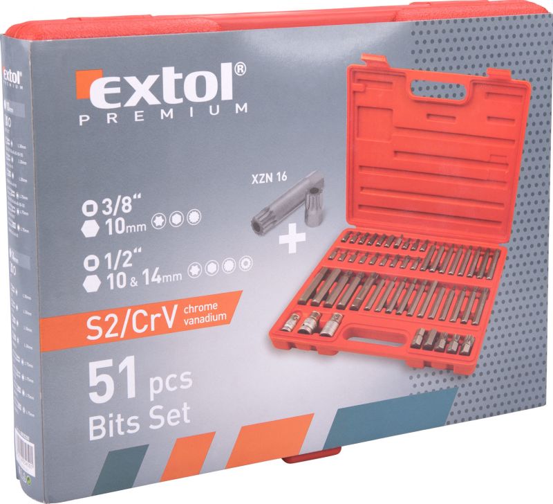 EXTOL PREMIUM Sada bitov, 51-dielna, S2