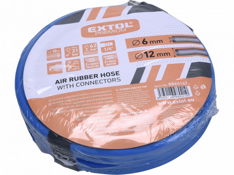 EXTOL PREMIUM Hadica vzduchová gum. s rýchlospojkami, 1/4", 10m