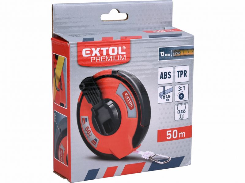EXTOL PREMIUM Pásmo meracie oceľové 50m x 13mm, rýchlonavíjacie