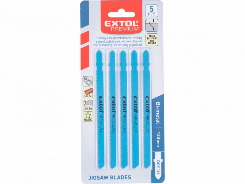EXTOL PREMIUM Plátky do priamočiarej píly 5ks Bi-matal 106x1,8mm kriv. rez