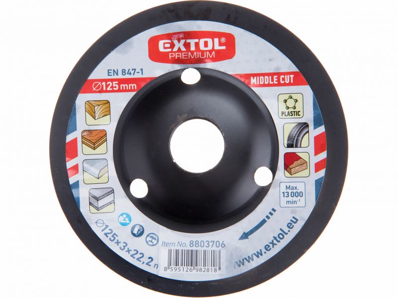 EXTOL PREMIUM Kotúč brúsny na drevo, stredne hrubý, 125x3x22,2mm