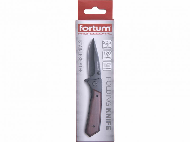 FORTUM Nôž zátvárací s poistkou dl 120/205mm, čepel 3mm