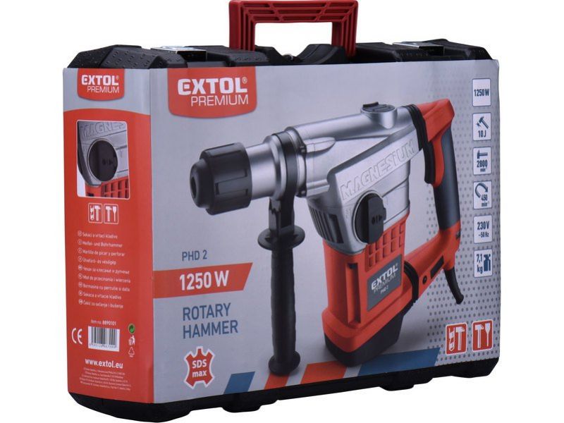EXTOL PREMIUM Kladivo vŕtacie a sekacie, SDS-max, príkon 1250W, 10J, EXTOL PREMIUM foto6