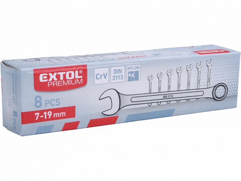 EXTOL PREMIUM Kľúče očko - vidlicové. 7-19mm, 8-diel. sada
