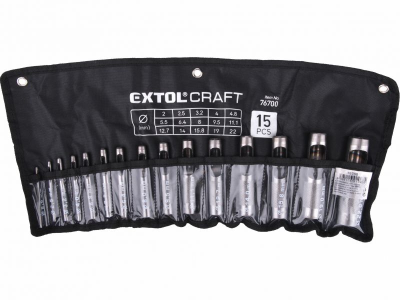 EXTOL CRAFT Dierovače do kože 2-22mm/15ks
