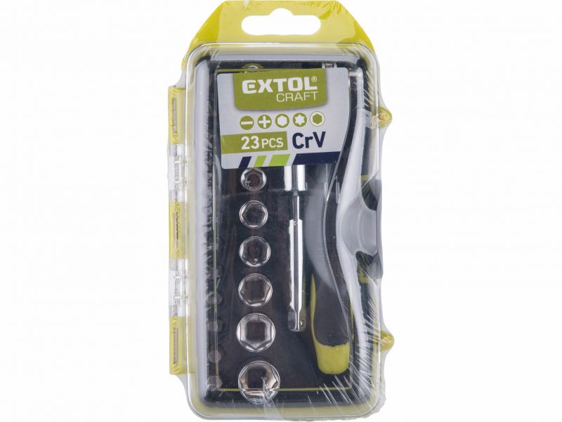 EXTOL CRAFT Skrutkovač račňový nástrč. kľúče a hroty 23ks CrV