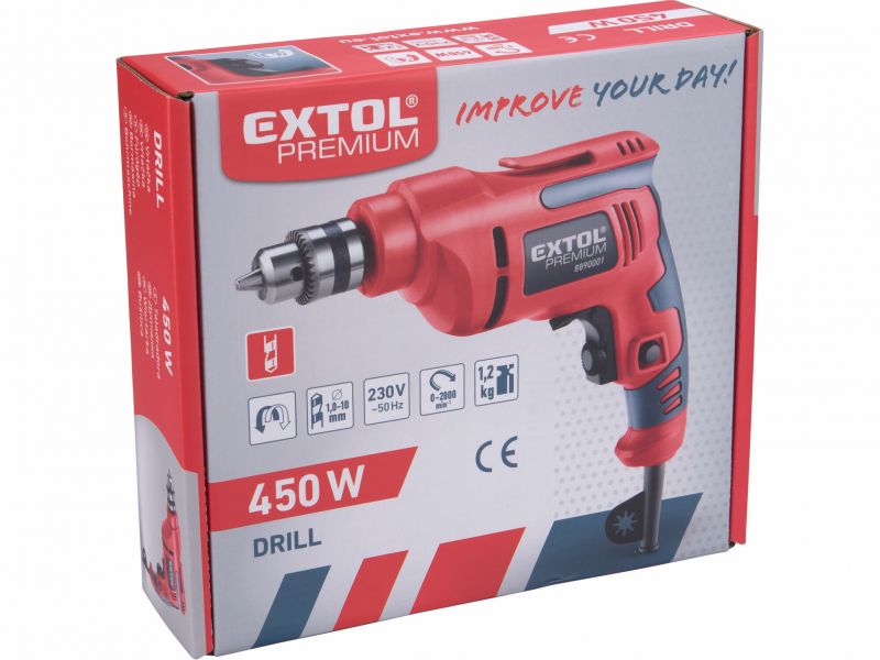 EXTOL PREMIUM Vrtáčka kompaktná, príkon 450W, 1-10mm,