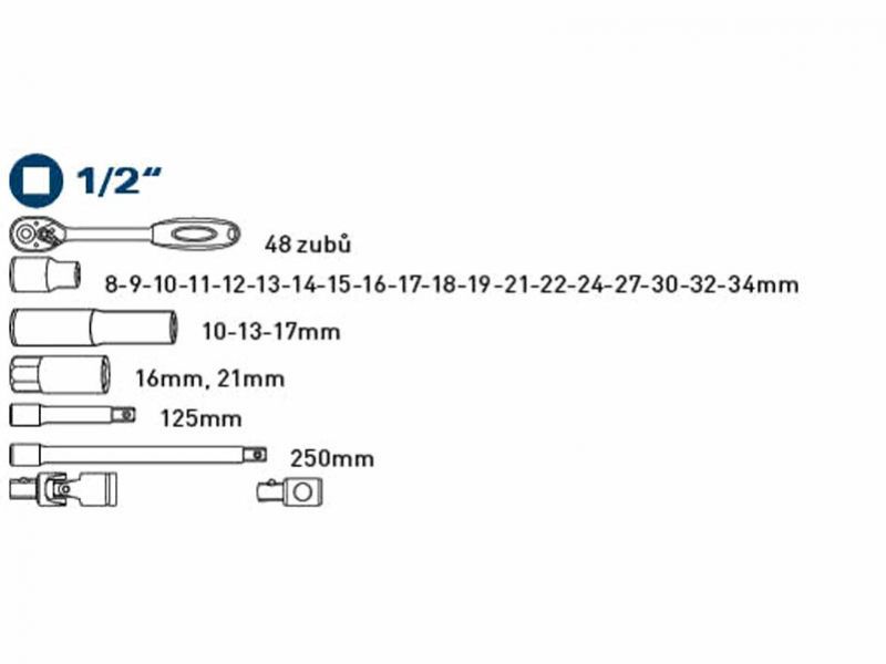 FORTUM Kľúče nástrč. predlž. 1/2" a 1/4" /20 d.sada