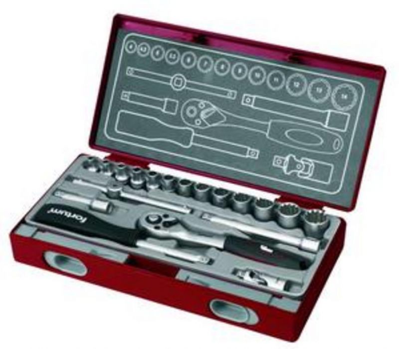 FORTUM Kľúče nástrčkové 1/4" MultiLock 4-14mm 19-diel.