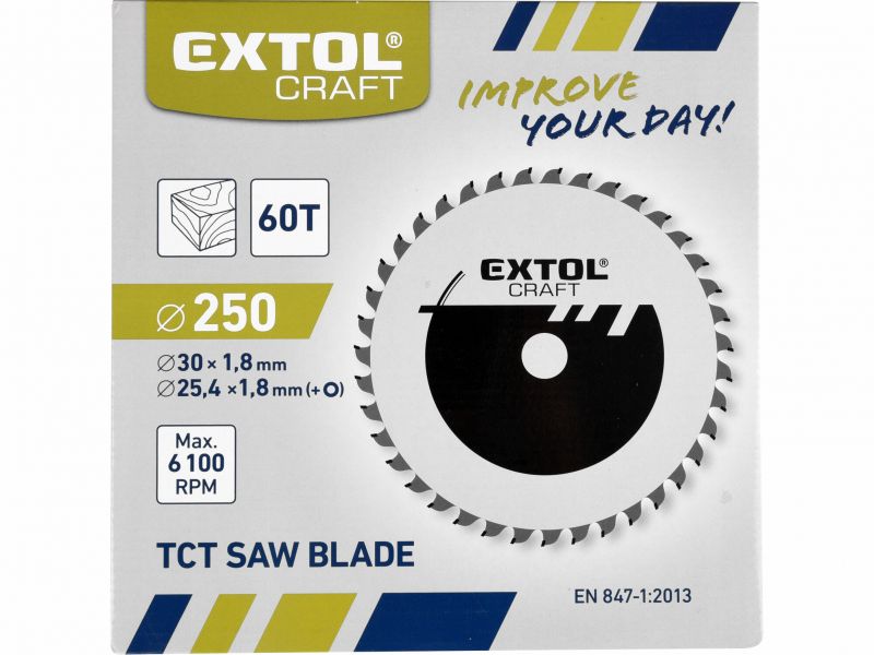 EXTOL CRAFT Kotúč pílový s SK plátkami, 250x1,8x30mm, 60Z