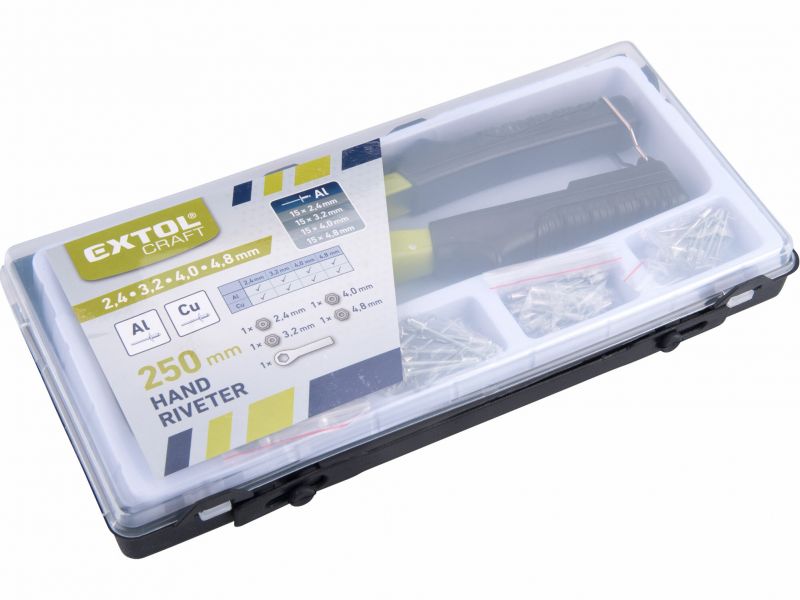 EXTOL CRAFT Kliešte nitovacie 255mm o2,4-4,8+nity EX