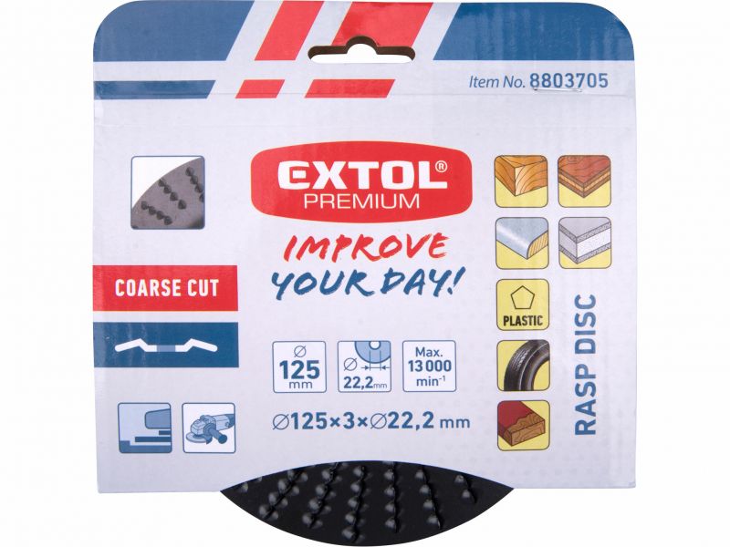 EXTOL PREMIUM Kotúč brúsny na drevo, hrubý, 125x3x22,2