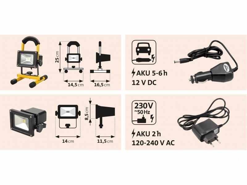 EXTOL LIGHT Svietidlo LED nabíjateľné, 10W, 800lm/100cd