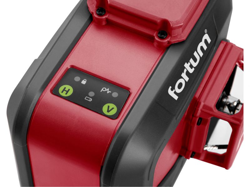 FORTUM Vodováha laserová krížová samonivelačná, 3D (3x360°), zelený lúč, Li-ion akumulátor, USB nabíjanie