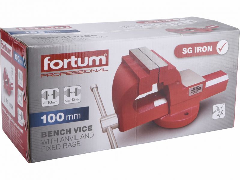 FORTUM Zverák pevný 100mm s kovadlinou