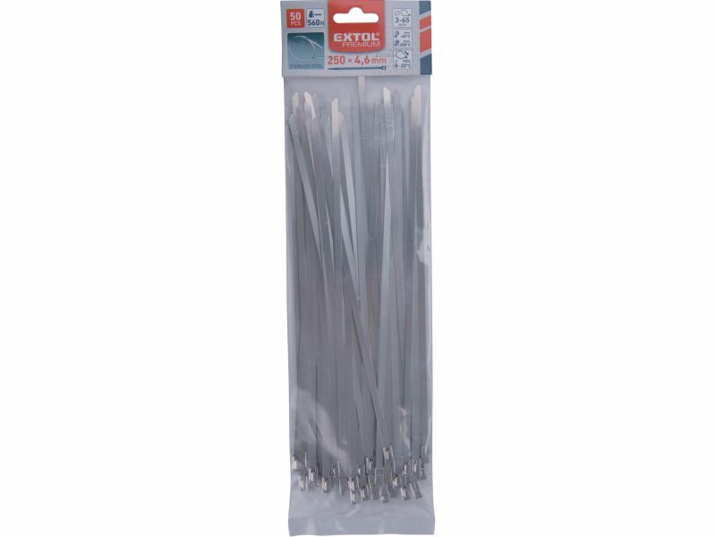 EXTOL PREMIUM Pásky sťahovacie antikorové, 4,6x250mm, 50ks,56kg