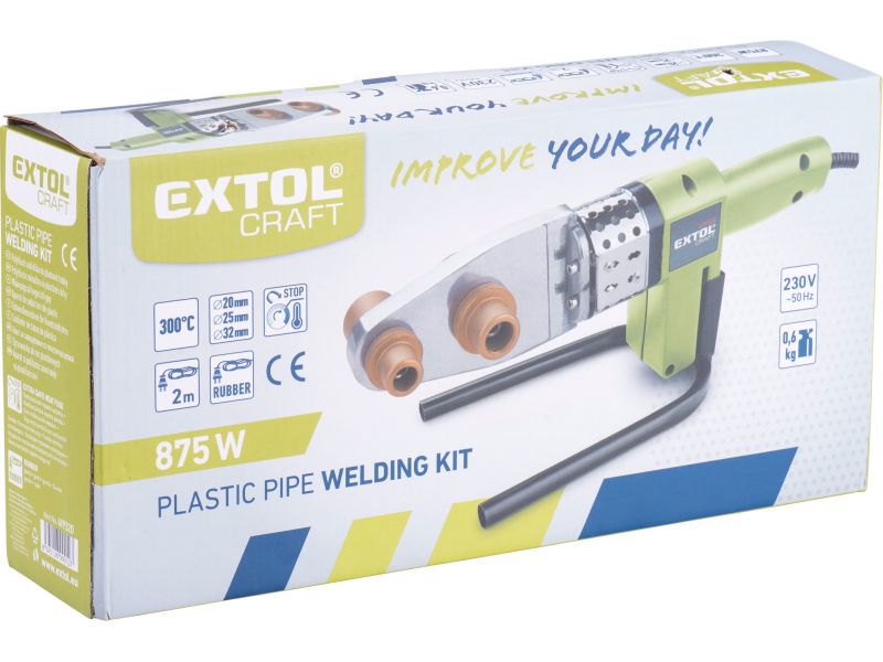 EXTOL CRAFT Zváračka polyfúzna nožová, príkon 875W, 300°C, nadstavce 20,25,32mm