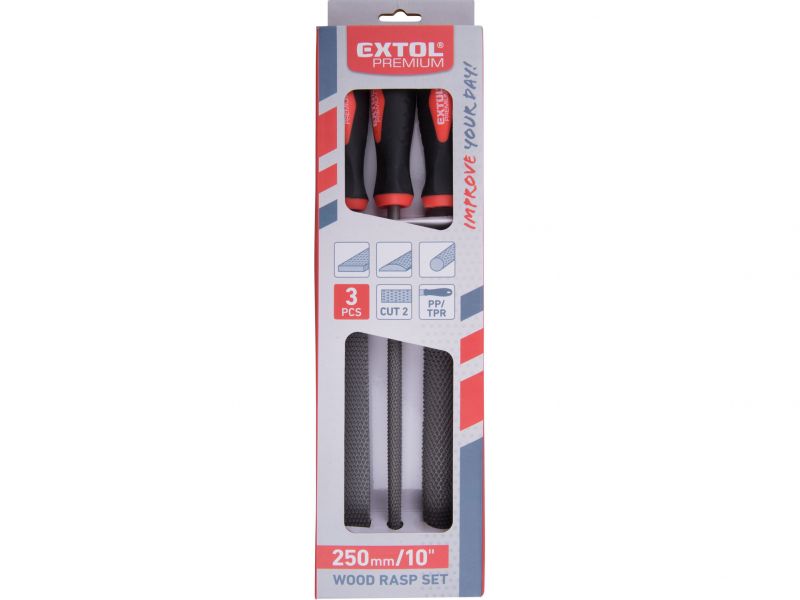 EXTOL PREMIUM Rašpľa, 250mm, 3-dielna sada, sek 2