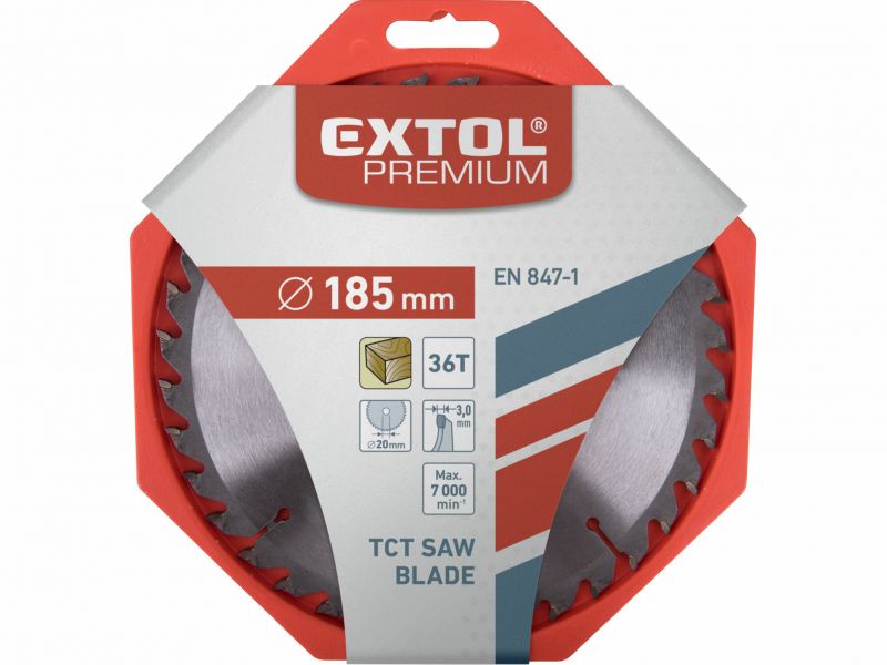 EXTOL PREMIUM Kotúč pílový s SK plátkami, 185x3,2x20mm, 36z