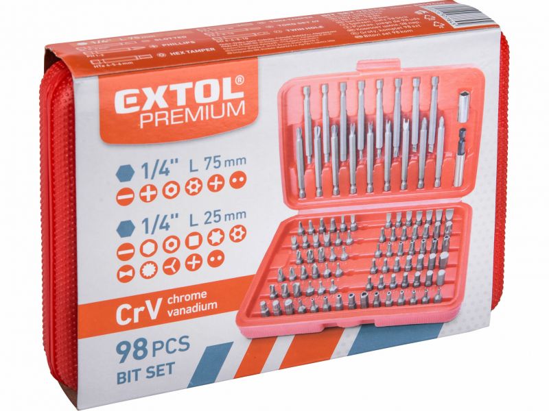 EXTOL PREMIUM Bity atypické, 98-dielna sada