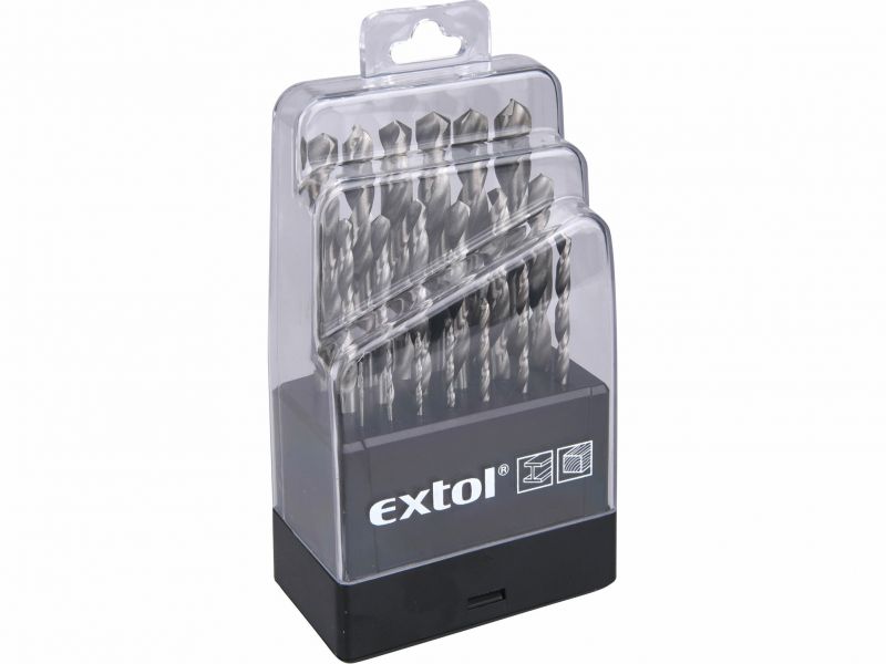 EXTOL CRAFT Vrtáky do kovu HSS, 19-dielna sada, pr.1-10mm, podbrúsená špička